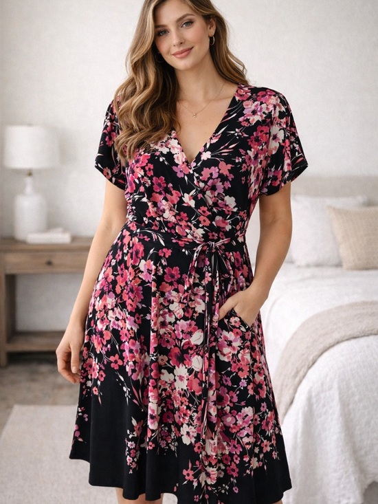 Apt. 9 Dresses & Skirts - Apt. 9 Black Dress with Pink Floral Print